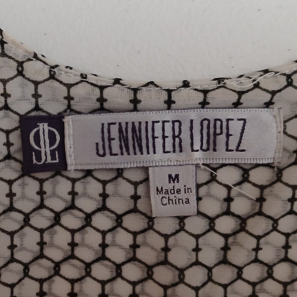 Women's Jennifer Lopez JLO Sheer Black and White Open Front Blouse Size Medium - Picture 4 of 8